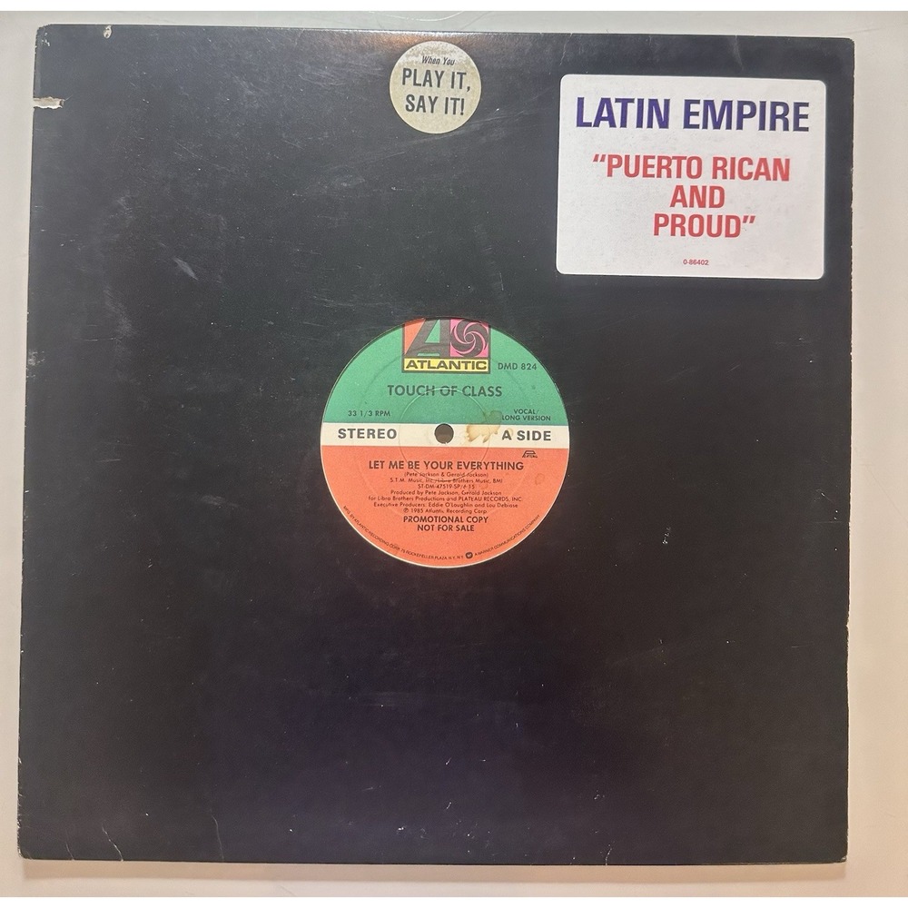Touch of Class Let Me Be Your Everything 12" Vinyl Promo Atlantic DMD 824 1985